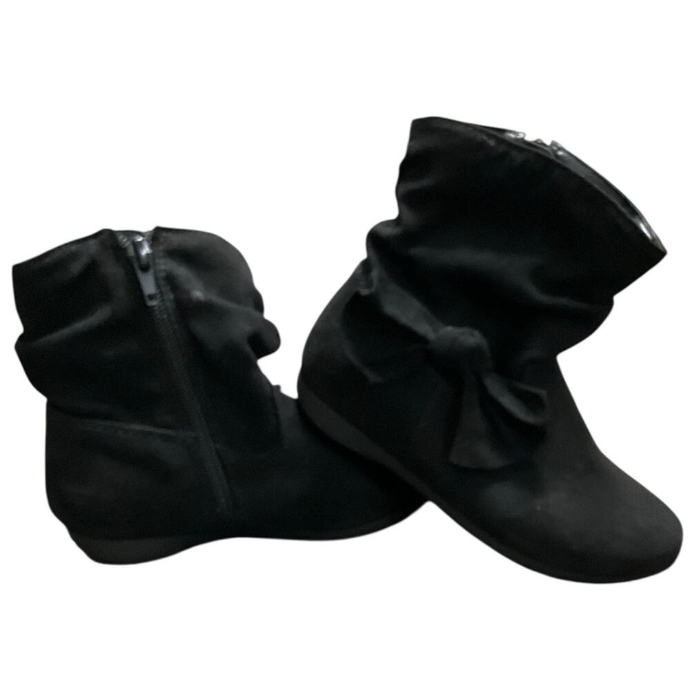 Wonder Nation Girl’s Elegant Slouch Black Ankle Booties with Bow Size 10 NEW